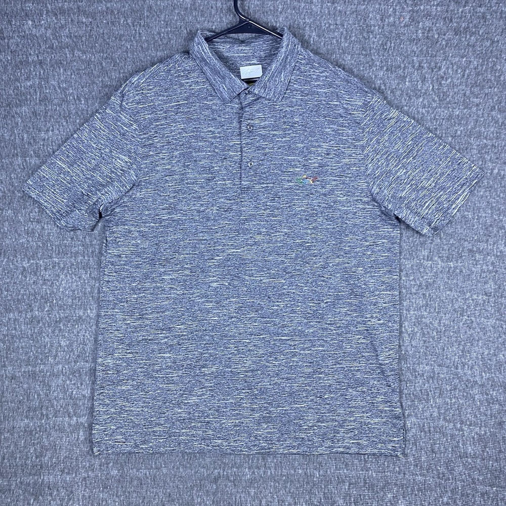 Greg Norman Shirt Men M/Medium Gray Play Dry Short Sleeve Golfcore 3 Button Polo